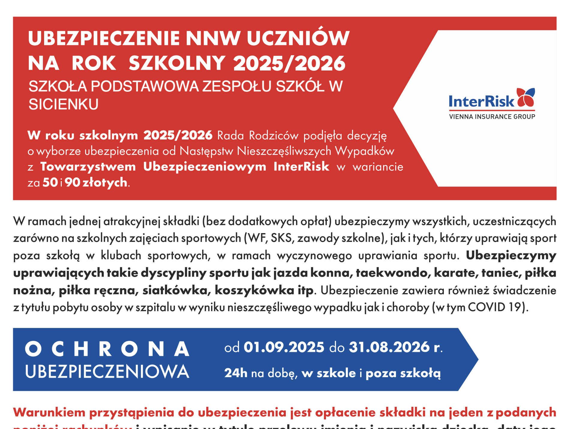 Zdjęcie obrazujące aktualność: Ubezpieczenie NNW uczniów 