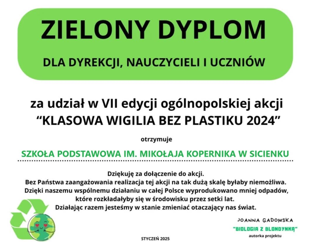 Zdjęcie obrazujące aktualność: Klasowa wigilia bez plastiku 